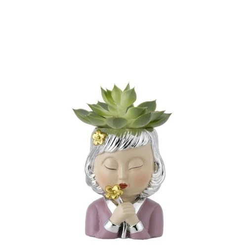 VISO DI DONNA CON FIORE PORTAVASO H. 7,5