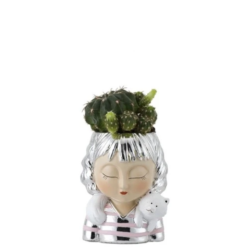 VISO DI DONNA CON GATTINO PORTAVASO H. 7,5