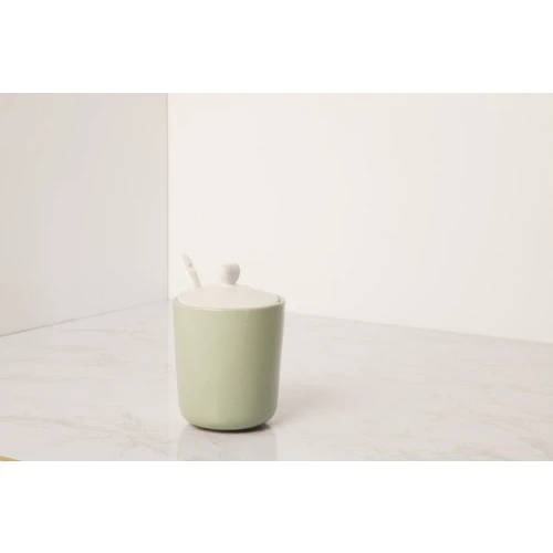 ZUCCHERIERA VERDE C/COPERCHIO BIANCO