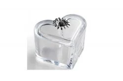 Scatolina cuore in cristallo con fiore in resina e argento bomboniere matrimonio - Memory 2016