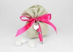 Sacchetto porta confetti con penna - bomboniera matrimonio / laurea Margot Italia