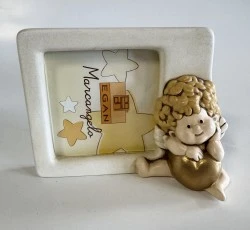 PORTAFOTO CON PUTTINO E CUORE IN CERAMICA EGAN CM.11x15