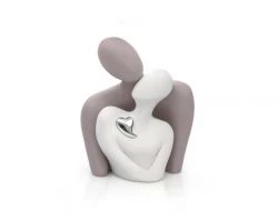 Statua innamorati con cuore in argento - Bongelli