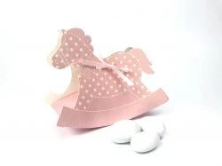 Scatolina Cavallo a dondolo rosa