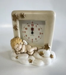 SVEGLIA CON ANGIOLETTO CERAMICA EGAN CM.16x17