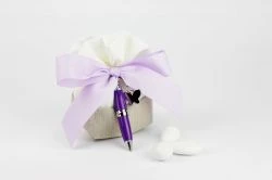Sacchetto portaconfetti con penna - bomboniera matrimonio / laurea Margot Italia 