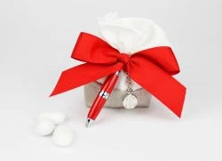 Saccoccino porta confetti con penna - bomboniera matrimonio / laurea Margot Italia 