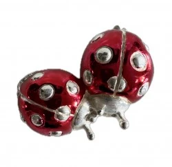 Coppia coccinelle smaltate in argento rivestito cm.6x4 - Offerta Bomboniere