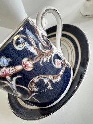 SERVIZIO CAFFE' IN FINE BONE CHINA WEDGWOOD RENAISSANCE BLUE