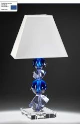 Lampada in Cristallo Ranoldi Violetto e Blu con Paralume Bianco | cm.55