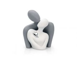 Scultura coppia innamorati con cuore in argento - Bongelli