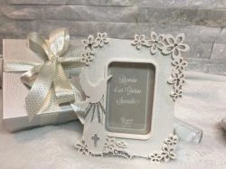 Cornice cresima fiori con strass