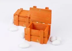 Scatolina a baule legno arancio porta confetti