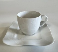 tazzina caffè in fine porcellana decorata a rilievo - weissestal