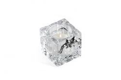 Portacandela cubo in cristallo con fiocco bomboniera matrimonio - Memory 2016