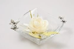 Ciotolina in cristallo con farfalle in argento