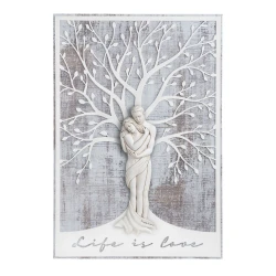 Quadro moderno grande in legno shabby chic con innamorati abbracciati